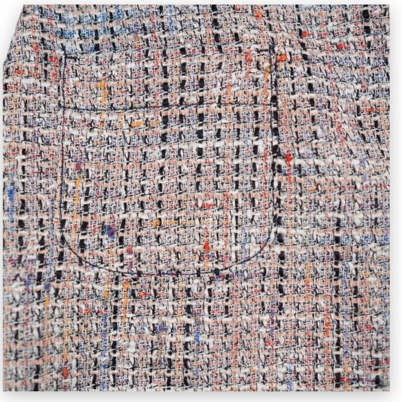 Loft Petite Tweed‎ Pocket Shift Skirt Size 0P White Blue Stylish Modern Mosiac - Picture 10 of 14